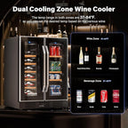 ROVSUN 34 Bottle Wine Fridge - Dual Zone Beverage Refrigerator w/Independent Temp Control & LED Panel, Built-in/Freestanding/Under Counter Chiller for Red/White Wine, Champagne, Beer