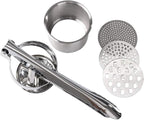 Potato Ricer Stainless Steel Masher, Large Capacity 15oz Potato Masher Kitchen Tool for Potatoes, Fruits, Vegetables and Baby Food, Juicer, Vegetable Strainer with 3 Interchangeable Ricing Discs