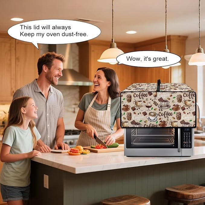 Coffee Chocolate Cake Print Toaster Oven Cover with Top Handle, Heavy Duty Dust-proof Microwave Oven Cover Compatible with Most Toasters Ovens (Small-14.5 * 18.46 * 9 inches)