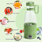 MIAOKE Portable Blender, 6 Blades Juicer Cup for Juice Shakes and Smoothies 350ml Mini Blender with Led Display Usb Rechargeable,3000Mah Rechargeable Battery, for Home Outdoors Travel-Avocado Green