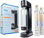 Simpli Soda BLÜ Sparkling Water Maker, Premium Soda Streaming Machine, Carbonated Water Machine and Soda Maker - Black (Machine + 2 CO2 Cylinders)