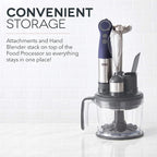Dash Chef Series Deluxe Immersion Hand Blender, 5 Speed Stick Blender with Stainless Steel Blades, Dough Hooks, Food Processor, Grate, Mash, Slice, Whisk Attachments and Recipe Guide – Midnight