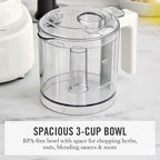 Martha Stewart 3 Cup Electric Food Chopper, Vegetable & Herb Mini Food Processor, 24oz BPA-Free Bowl, Stainless Steel Blades, Pour Spout, Dicing, Mincing, Chop & Puree, Dishwasher Safe, Linen