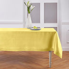Solino Home Linen Tablecloth for Rectangle Tables 60 x 108 Inch - 100% Pure Linen Sunshine Yellow Table Cloth - Fete, Machine Washable Cloth Tablecloth