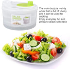Salad Drainer, 3L Capacity Salad Spinner with Drainboard Multifunctional Salad Drainer with Bowl and Strainer, Hand Crank Salad Dryer Vegetable Spinner for Cooking, 9 In Diameter