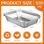 Redriver 7.7'' x 5.7'' Aluminum Foil Pans, 30 Pack Disposable Aluminum Pans, Deep Aluminum Trays, Square Cake Baking Tins for Cooking, Roasting, Heating, Catering Supplies, and Steam Tables(570ml)