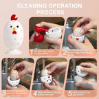 wonlex 4PCS Egg Cleaners Multipurpose Fruit and Vegetable Rotating Scrubber Tool for Fresh Eggs, Reusable Chicken Duck Egg Washer Brusher (White+Bronze)