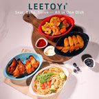 LEETOYI Porcelain Small Oval Au Gratin Pans, Baking Dish Set for 1 or 2 person servings, Bakeware with Double Handle for Kitchen and Home, Set of 2 (Navy)