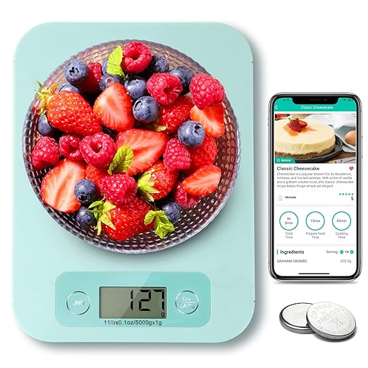 Smart Food Scale - Digital Kitchen Food Scales Weight in Grams and Ounces with Nutritional Analysis APP, Food Calorie Scale for Weight Loss, Keto, Macro, Meal Prep