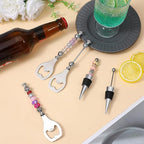 20 Pcs Beadable Wine Stoppers and Beer Openers Bulk, Reusable Alloy Decorative Bottle Stopper, DIY Craft Beer Opener Set for Spring, Summer, Fall, Halloween, Christmas, Party Favor Gifts
