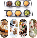 Popover Cake Pan, Non-Stick Muffin, Muffin Pan Cupcake Pan, Cupcake Bakeware for Oven Baking Vertical Cup Design 6-Cavity Versatile Waffle Pudding Pan Black