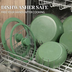 Ceramic Cookware Set Non Stick 23Pcs Pots and Pans Set Non Toxic with Detachable Handle Induction Kitchen Cookware Set Space Saving, Oven & Dishwasher Safe, Green