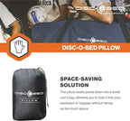 Disc-O-Bed Compact and Packable Travel Pillow with Washable Cover, Ultralight for Backpacking, Hiking, and Camping, Ocean Plaid