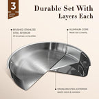 CAROTE 13pcs Tri-Ply Stainless Steel Cookware Set with Detachable Handle, Pots and Pans Set, Induction Kitchen Cooking Sets, RV/Camping Cookware, Oven Safe, Woodgrain Style