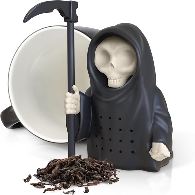 Genuine Fred Grim Steeper Reusable Silicone Tea Infuser, Black Grim Reaper Design, Fun and Clever Kitchen Gadget for Tea Lovers and Enthusiasts