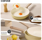 CAROTE 24pcs Ceramic Cookware Set, Pots and Pans Non Stick Kitchen Cookware Sets, Pots and Pans Set Cooking Set with Knife Set