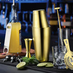 Mwellewm Cocktail Shaker Boston Shaker Set 15 Pcs Professional Bartender Kit Bar Shaker Stainless Steel Drink Shaker Bartending Beginner Martini Shaker Tin Mixed Alcohol Shaker Tool(Gold)