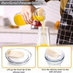 Set of 4 Glass Carafes with Flip Top Lids (40 Oz) – Clear Glass Water Pitchers and Beverage Serveware for Mimosa Bars, Brunch, Parties, Wine, Juice, Milk, Iced Tea, and Lemonade with Easy-Pour Spout