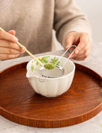 TANG PIN Premium Matcha Set - Traditional Japanese Matcha Making Kit with Spout Bowl (Chawan), Bamboo Whisk (Chasen) & Holder Stand - Complete Matcha Maker Starter Tools for Matcha Tea & Latt (Daisy)