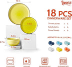 Sweese Plates and Bowls Sets, 18 Piece Dinnerware Set Porcelain Round Dinner Set for 6, Scratch Resistant Dishes Set, Dishwasher Oven Microwave Safe Handpainted Swirl Dishware Sets, Assorted Colors