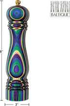 Baltique Mumbai Pepper Grinder – 8 Inch Colorful Wooden Pepper Mill with Adjustable Stainless Steel Grinding Mechanism – Manual Wood Pepper Grinder for Kitchen or Table Use