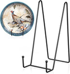 4 Pack 8 Inch Plate Display Stand Black Metal Plate Holder Display Stands Frame Holders Stand for Displaying Picture, Decorative Platter, Book, Plaque, Photo, Small Easel, Tabletop Art