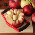 Newness 5.12 Inch Extra Large Apple Slicer, Heavy Duty Apple Slicer 12 Slices, Durable Apple Cutter Slicer, Stainless Steel Apple Slicer and Corer - for Apple, Potato, Onion and More, Red