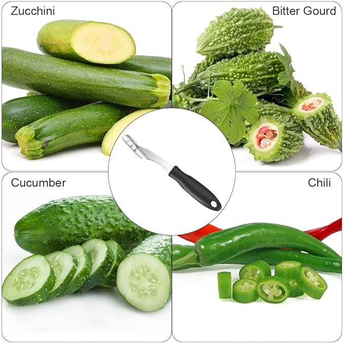 Jalapeno Corer Tool with Serrated Slice and Rubber Handle Easily Seed Remover or Slice off Vegetables tops for Efficient Cooking and Grilling