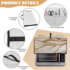 Marble Print Toaster Oven Cover, Heavy-Duty Dust Shield Kitchen Decorative Countertop Oven Protector, Microwave Air Fryer Cover, Light Gold White, (Large-18.5*22.5*12.99 inches)