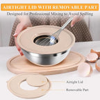 Mixing Bowls with Airtight Lids Set, 20 PCS Kitchen Gadgets Set, 6 Stainless Steel Bowls,3 Grater Attachments,Non-Slip Silicone Bottoms,Great for Serving&Baking,Size 5, 4, 3.5, 2.1, 1.5, 1.1QT (Khaki)