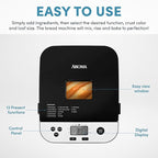 AROMA® 1.5lbs. Digital Bread Maker with Crust Customization, Clear-View Lid, and Nonstick Baking Pan, Black (ABM-250)