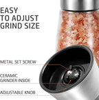 Gulex Pepper Grinder Pepper Mill, Salt Grinder Refillable,(Single Package) Adjustable, Stainless Steel Sea Salt Shaker with Ceramic Rotor (1 pack)