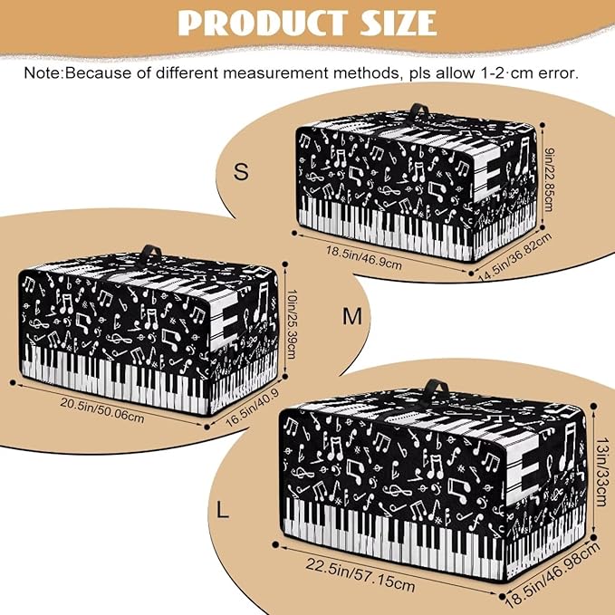 Piano Musical Notes Print Toaster Oven Dust-proof Cover, Heat-resistant Anti Fingerprint Microwave Oven Dust Cover, Kitchen Counter Accessory (Small-14.5 * 18.46 * 9 inches)