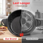 TWIN™ Electric Hot Pot with Divider | EvenHeat Cast Aluminum Non-Stick Pot for No-Spot Cooking | 1500W Fast Heating | Dual-Flavor Shabu Shabu Pot for | 1-Yr Warranty | Granite Black