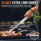 Eddeas 16 Inch long Kitchen Tweezers - 2 Pack large Tweezer Tongs for Cooking, Heavy Duty Stainless Steel Heat Resistant 600°F Food tweezers, Dishwasher safe