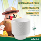 JOLLY CHEF Compostable Disposable Paper Bowl [12 oz] Heavy Duty Soup Containers [150 Pack] Biodegradable Bagasse Hot Cold Food Eco-Friendly Sugarcane Microwavable Bowls for Salad Milk Thanksgiving Day