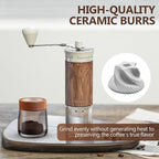 SYLORIA Manual Coffee Grinder with 56 External Adjustable Settings Hand Coffee Bean Mill with Ceramic Burr and Foldable Handle