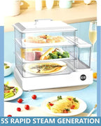 Electric Food Steamer, Steamer For Cooking,24L,800w Household Food And Vegetable Steamer, 24-Hour Delayed Start, Split Type Independent Water Tank, 3-Layer Stainless Steel Tray