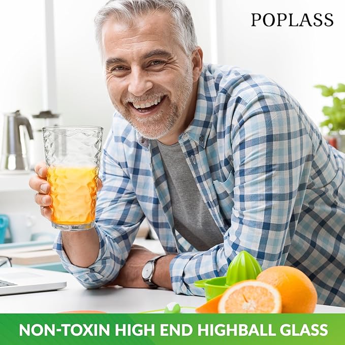 Biscayne 18-Piece Family Drinking Glasses Set - Drinking Glassware Set with Highball Cooler, DOF (Double Old Fashioned), and Juice Glasses - 6 Each