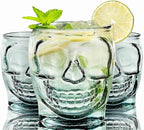 COURONNE CO. Clear Recycled Drinking Glass Tumbler, Perfect for Cocktails, Refreshments & Everyday Use, Restaurant Grade, Crafted without lead-based materials (15.2 Oz, Sugar Skull)