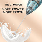 Zulay Kitchen Powerful Milk Frother Wand With 4 AA Duracell Batteries - Ultra Fast Handheld Drink Mixer - Electric Whisk Foam Maker for Coffee, Lattes, Cappuccino, Matcha & Creamer - Executive Black