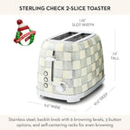 MACKENZIE-CHILDS 2-Slice Toaster, Decorative Toaster for Kitchen, Gray-and-White Sterling Check