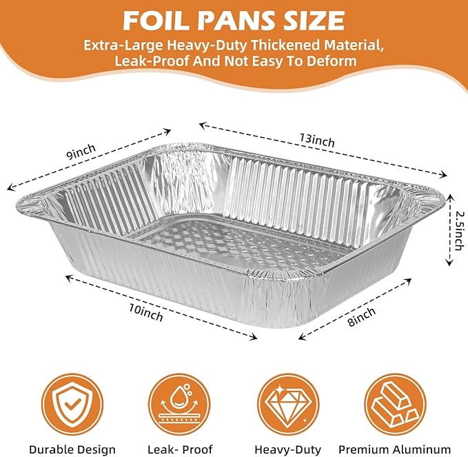 Findful Aluminum Pans with Lids 9x13 (25 Pack) – Foil Pans, Aluminum Trays for Cooking, Baking, Storing & Prepping Food – Tin Foil Pan, Disposable Baking Pan – Heavy-Duty, Leak-Proof & Oven-Safe