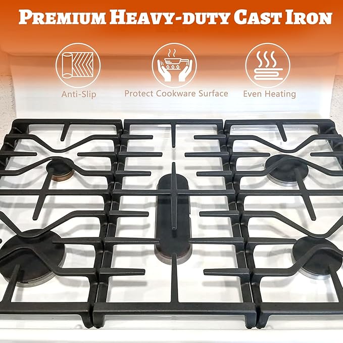 Stove Grate for GE Gas Stove Top Burner Side Grates Range Oven Rack WB31X27151 Replacement Parts Cast Iron Flat Plate General Electric Stovetop Cooktop 2 Pack