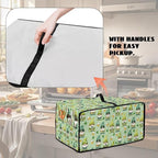 St. Patrick's Day Gnome Print Toaster Oven Cover, Clover Beer Pattern Anti Scratch Microwave Cover for Kitchen Countertop Appliance Dust Protector Decorative Oven Accessories, Green, L
