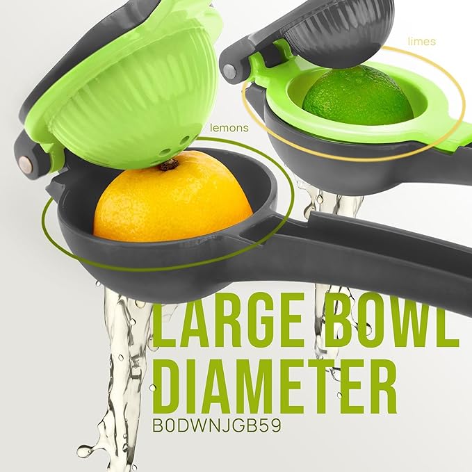 Zulay Kitchen Metal 2-in-1 Lemon Squeezer - Sturdy Max Extraction Hand Juicer Lemon Squeezer Gets Every Last Drop - Easy to Clean Manual Citrus Juicer - Easy-Use Lemon Juicer Squeezer - Gray/Lime