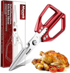 HUUSK Kitchen Scissors for Food - Stainless Steel Kitchen Shears, Sharp Red Meat Scissors Dishwasher Safe, Heavy Duty Poultry Shears, Japanese Cooking Scissor for Chicken, Christmas Gift for Men Women