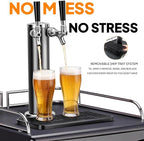 ROVSUN BF-152 Full Size 5.4 Cu.Ft, Beer Kegerator with CO2 Tank Included, Draft Beer Dispenser for Home Bar, 152L Beverage Refrigerator Direct Cool, Metal Cabinet, Dual Tap, Black