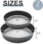 9“ & 11” Deep Dish Tart Pan, 2 Pack Nonstick 2” Tall Tart Pan, Quiche Pan, Carbon Steel Deep-dish Pie Pan with Removable Loose Bottom for Baking Thanksgiving Christmas