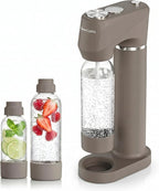 Home Sparkling Water Soda Maker with 2 BPA-Free Bottles (1L + 0.5L) - Carbonated Water Seltzer Fizzy Drink Machine, Compatible with Screw-In 60L CO2 Carbonator (Not Included), Gray